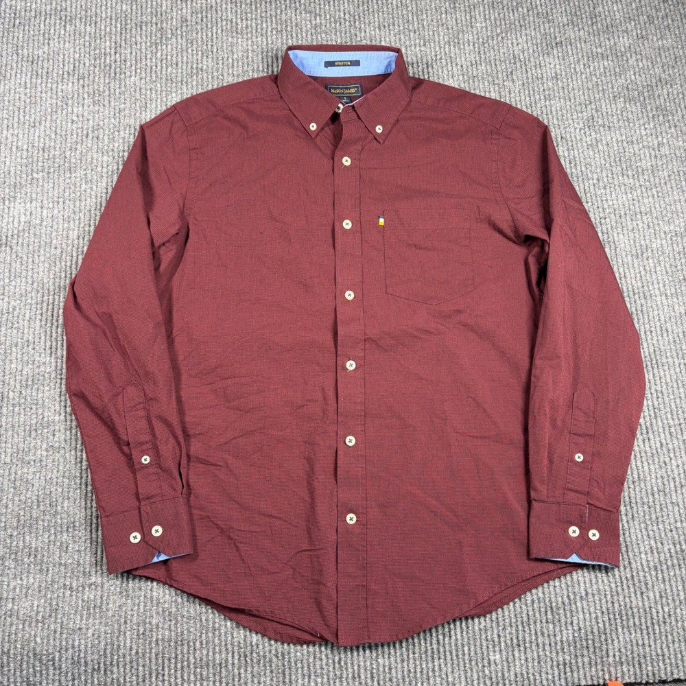Mason James Shirt Mens S Burgundy Stretch Button Down Long Sleeve Pocket